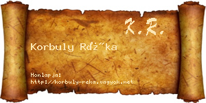 Korbuly Réka névjegykártya